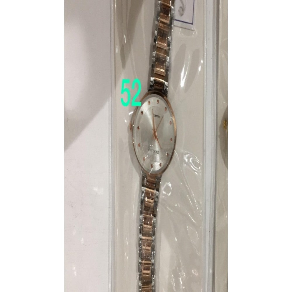 Relógio Banhado a Liga de Ouro Branco e Rosa