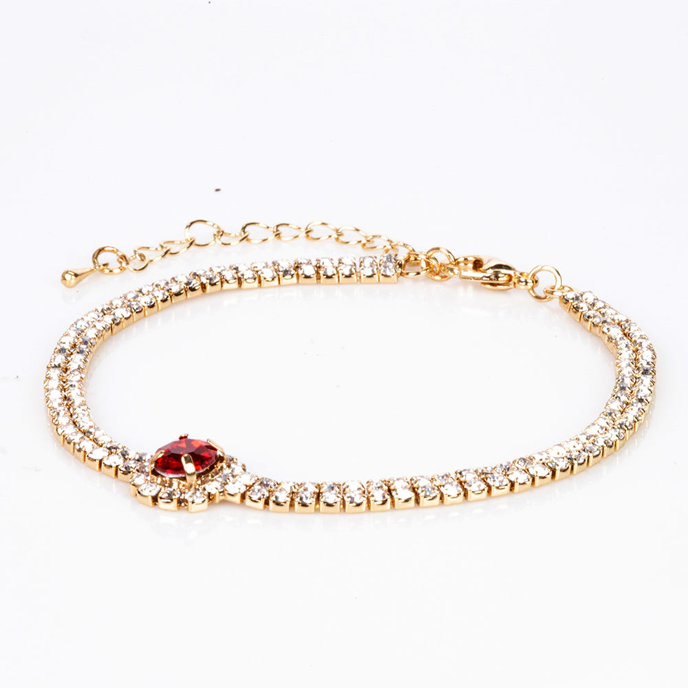 Conjunto de Liga de Ouro com Cristal Emporia® Vermelho