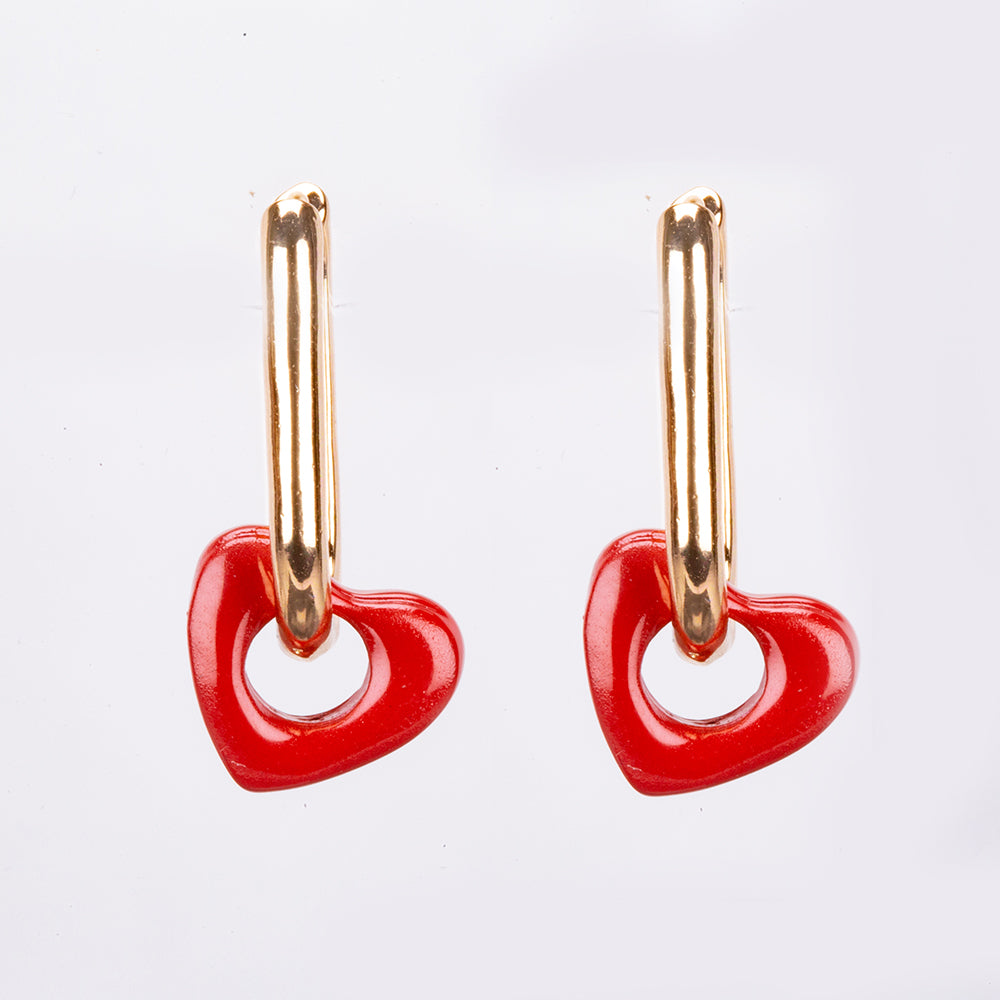 Conjunto de Liga de Ouro com Cristal Emporia® Vermelho ( Colar+Brincos+Pendente )