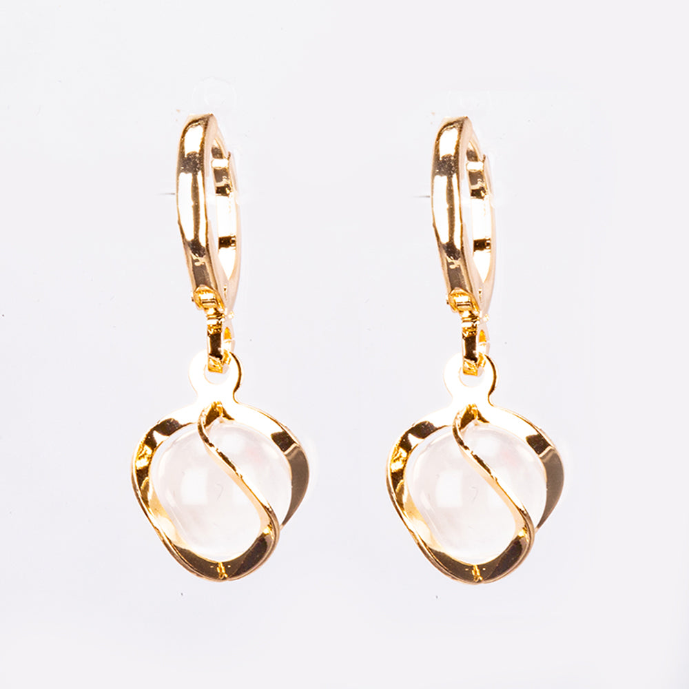 Conjunto de Liga de Ouro com Cristal Emporia® Branco ( Colar+Brincos+Pendente )