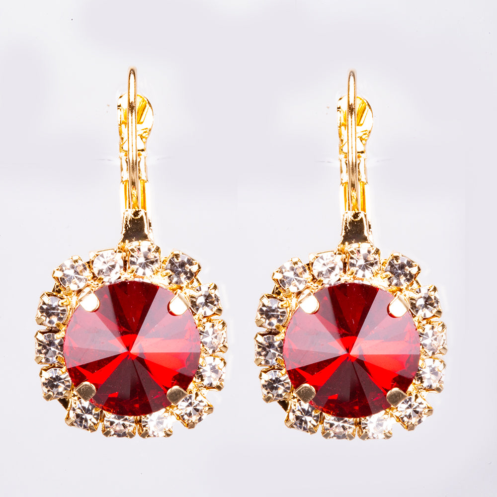 Conjunto de Liga de Ouro com Cristal Emporia® Vermelho ( Colar+Brincos+Pendente )