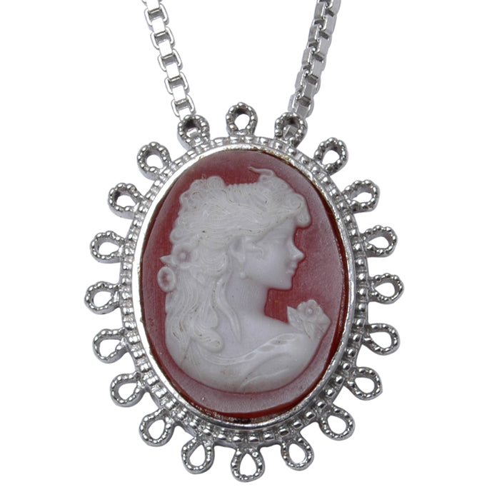 Pendente Camafeu de Liga de Ouro com Cristal Emporia Vermelho