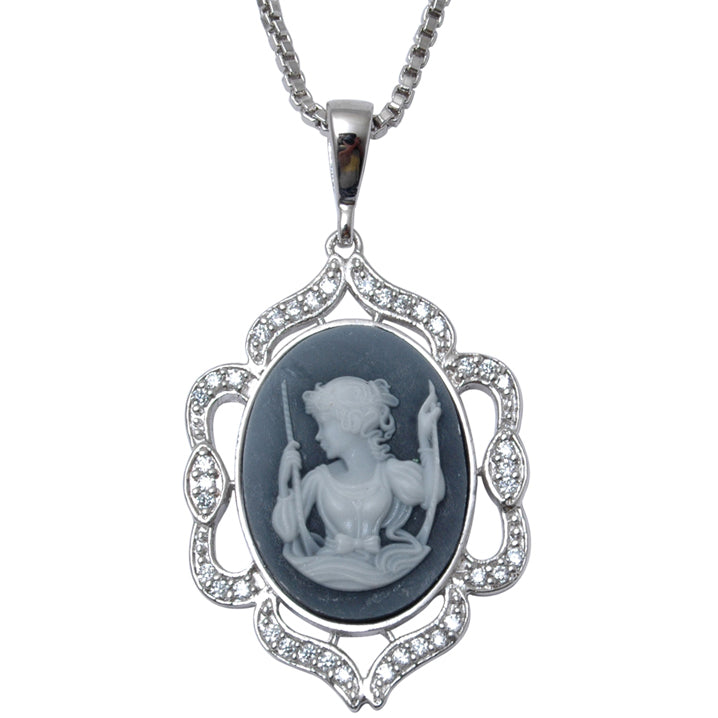 Pendente Camafeu de Liga de Ouro com Cristal Emporia Preto