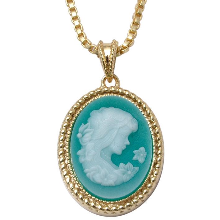 Pendente Camafeu de Liga de Ouro com Cristal Emporia Verde