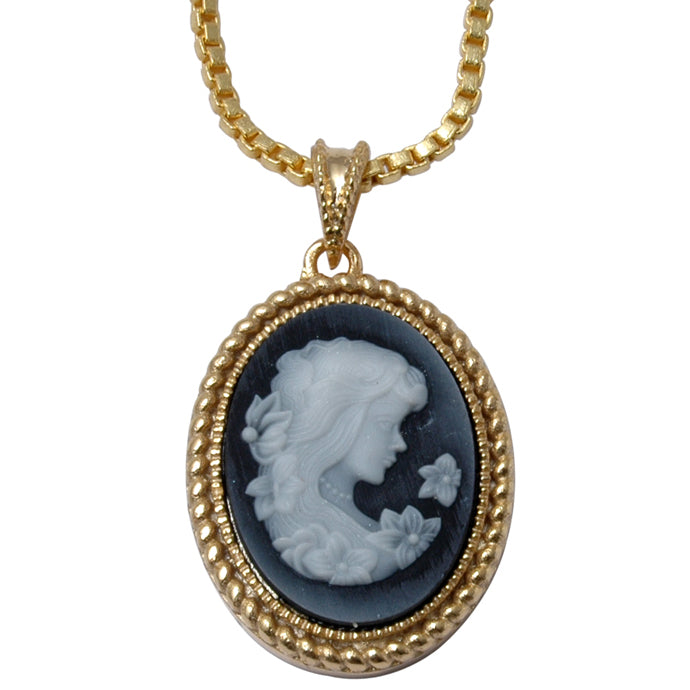 Pendente Camafeu de Liga de Ouro com Cristal Emporia Preto