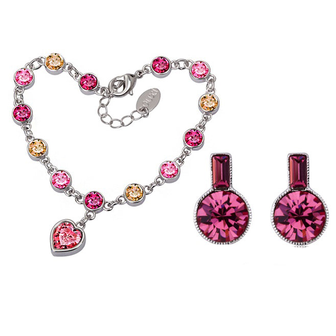 Conjunto de Liga de Ouro com Cristal Emporia® Vermelho ( Colar+Brincos )