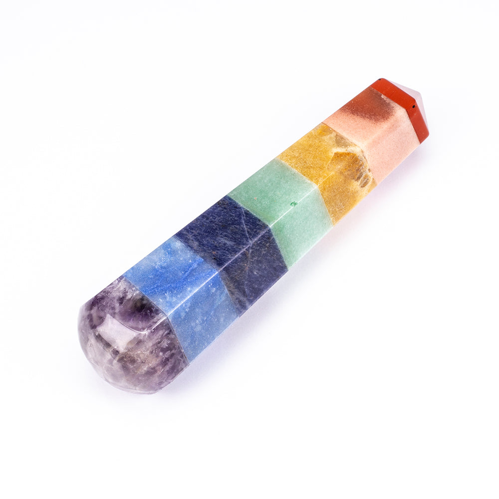 Varinha dos Chakras com Pedras Preciosas (5 cm) + PRESENTE Varinha do Chakras com Pedras Preciosas de tamanho grande (11cm) com 2 estojos