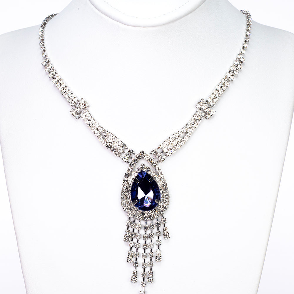 Relógio de Liga de Ouro com Cristal Emporia® Azul (Colar+Brincos+Pulseira+Pendente)