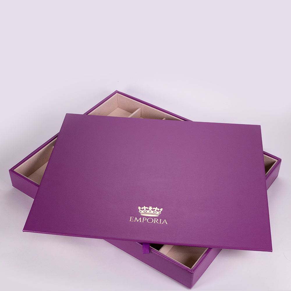 Guarda-jóias Emporia Roxo Empilhável de Veludo com tampa