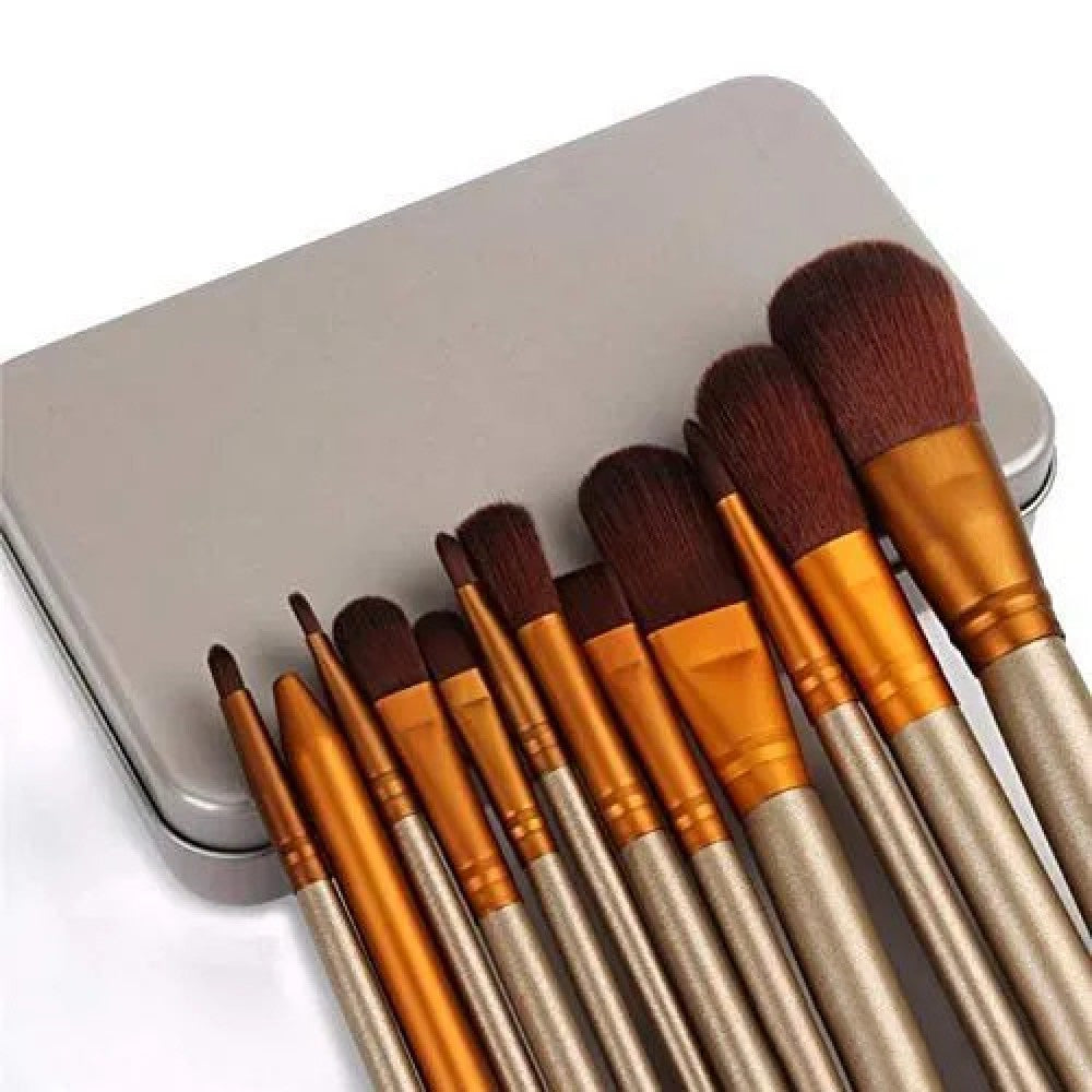 Kit de pincéis dourados para maquilhagem e sombras Leticia Well - 12 pcs