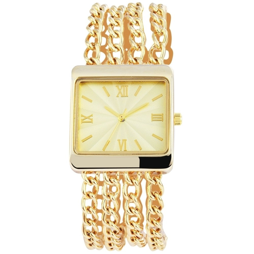 Relógio feminino com pulseira de metal, cor dourada, movimento de quartzo de alta qualidade, cor dourada do mostrador