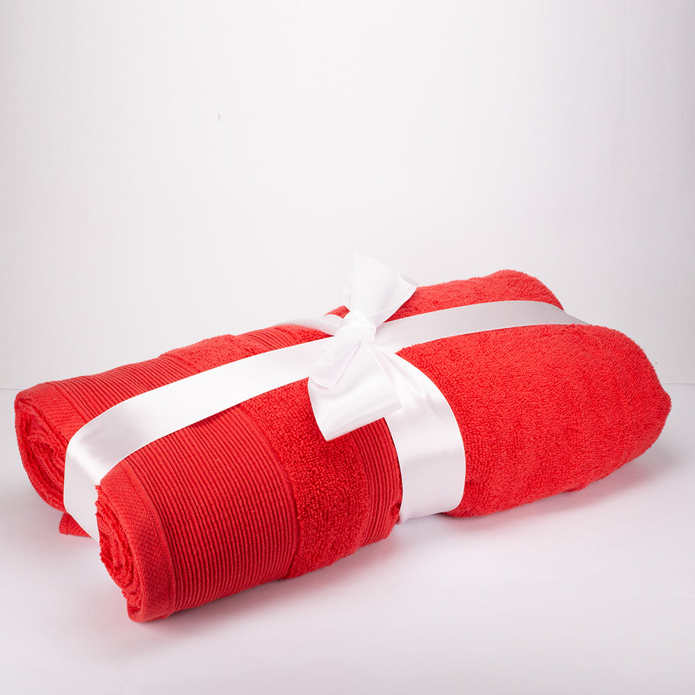 Conjunto de 3+3+1 de Toalhas de Banho 100% Microcotton, 500 GSM, Vermelho Rubi