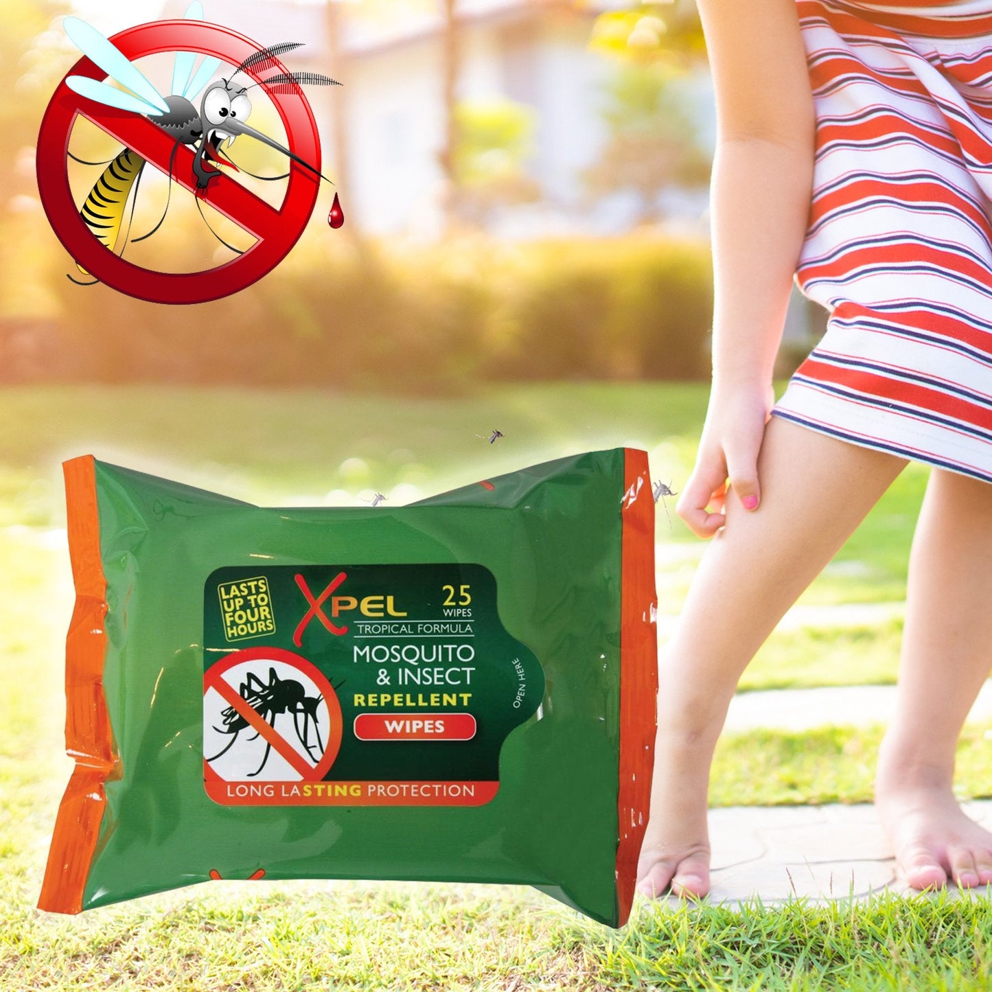 Toalhete repelente de mosquitos e insectos de longa duração - 25 peças