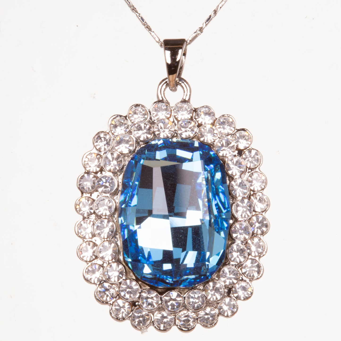 Conjunto de Liga de Ouro Branco com Cristal Emporia® Azul