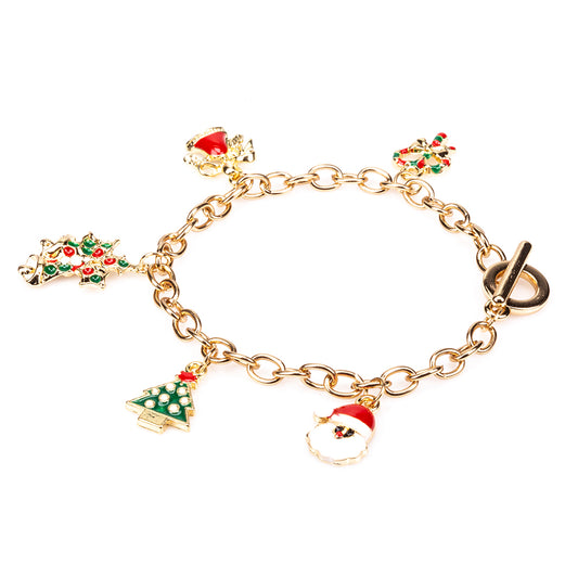 Pulseira de Liga de Ouro com Cristal Emporia® Vermelho e Cristal Emporia® Branco