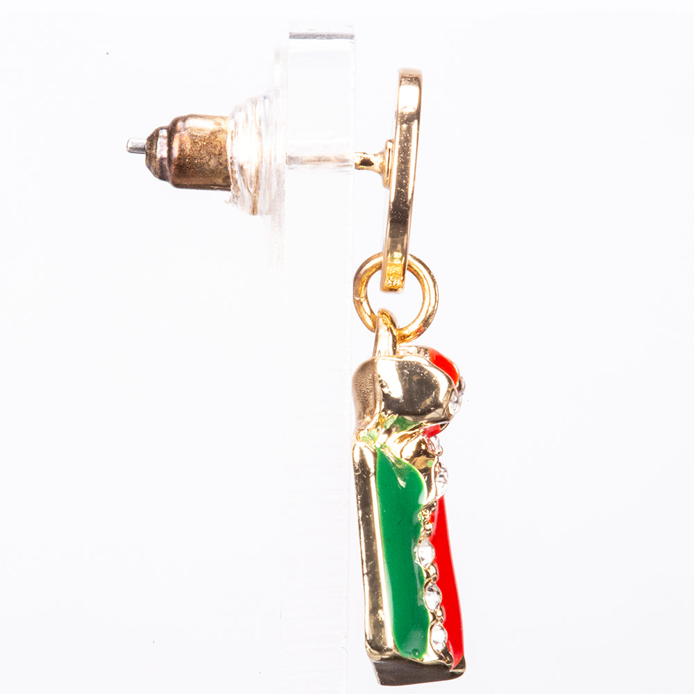 Conjunto de Liga de Ouro com Cristal Emporia® Vermelho e Cristal Emporia® Branco ( Brincos )