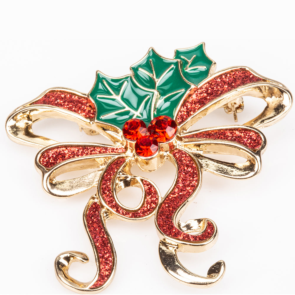 Alfinete de Liga de Ouro com Cristal Emporia® Vermelho e Cristal Emporia® Branco