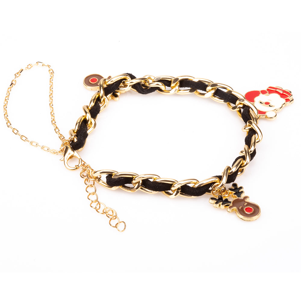 Pulseira de Liga de Ouro com Cristal Emporia® Vermelho e Cristal Emporia® Branco