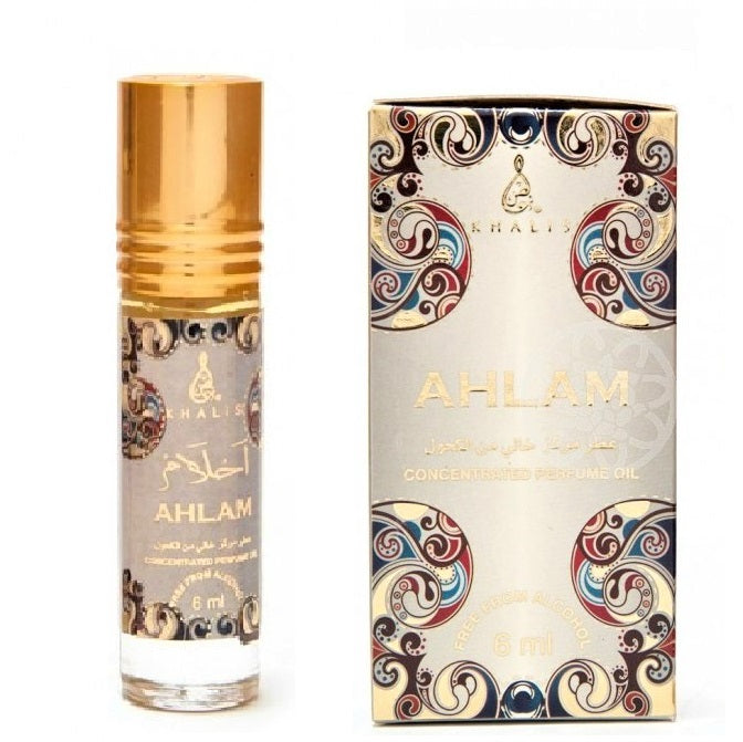 6 ml Perfume Oil Ahlam Fragrãncia Oriental de Caramelo e Sândalo para Homem