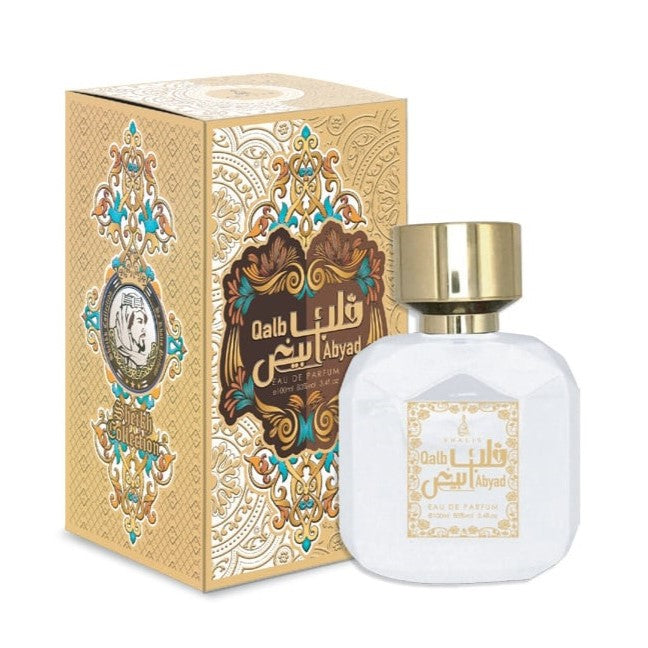 100 ml de Eau de Perfume QALB ABYAD, Fragrância Doce Frutada Amadeirada para Mulher