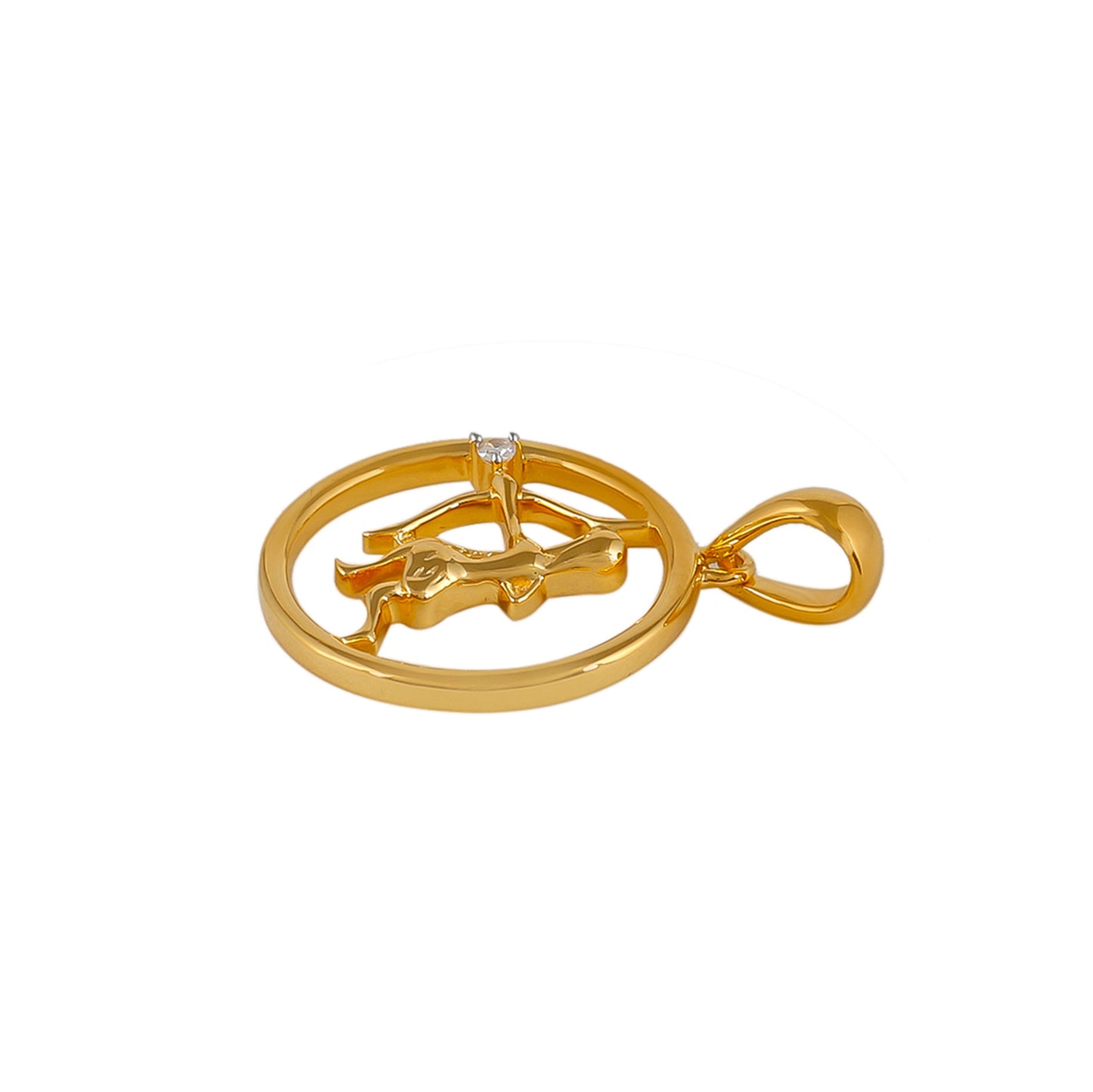 Sagitário Pendente de Prata com Banho de Ouro com Diamante