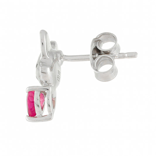 Brincos de Prata com Rubi da Tailândia