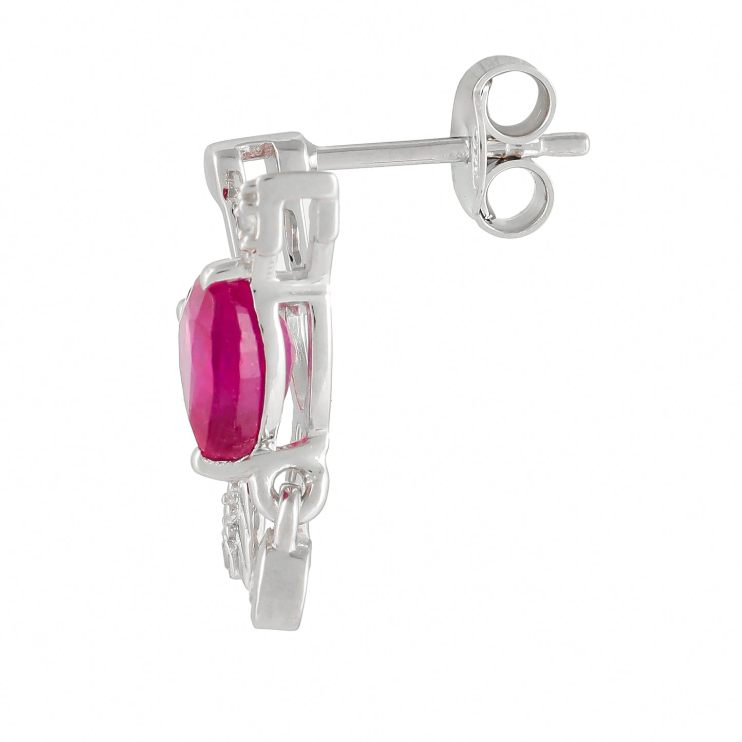 Brincos de Prata com Rubi da Tailândia e Espinela Preta