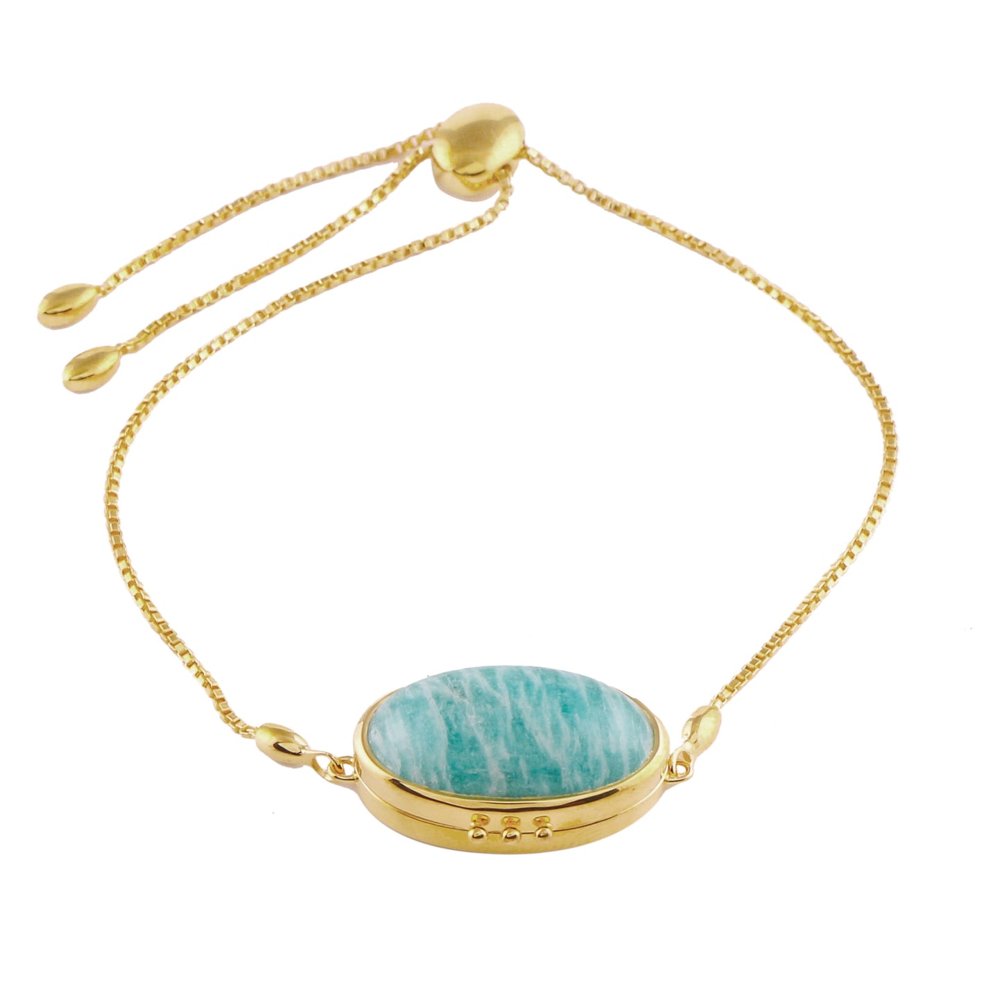 Pulseira de Prata com Banho de Ouro com Amazonita Contraste: Cabeca de Veado (800)