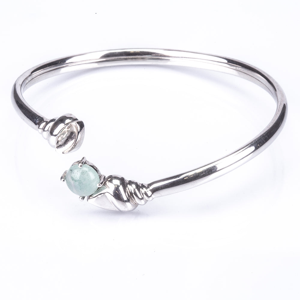 Pulseira de Prata com Calcedónia Verde Oceano da Zâmbia Contraste: Cabeca de Veado (800)