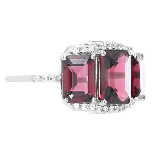 Anel de Prata com Granada de Rhodolite