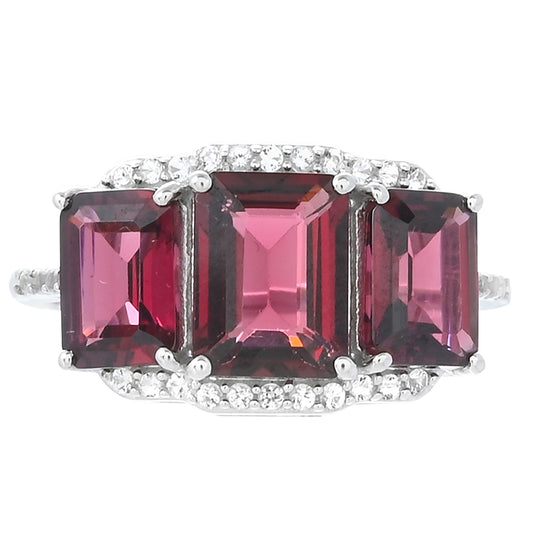 Anel de Prata com Granada de Rhodolite