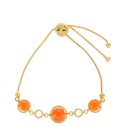 Pulseira de Prata com Banho de Ouro com Cornalina Contraste: Cabeca de Veado (800)