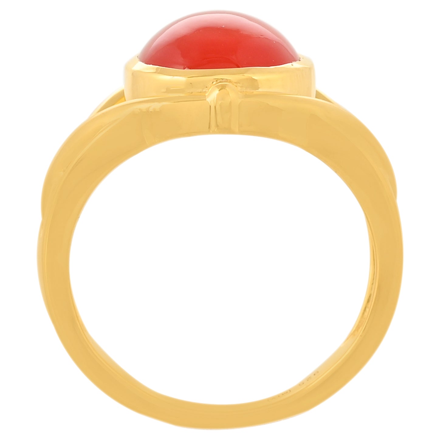 Anel de Prata com Banho de Ouro com Cornalina Contraste: Cabeca de Veado (800)