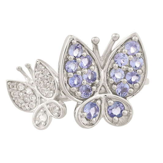 Anel de Prata com Tanzanite Contraste: Cabeca de Veado (800)