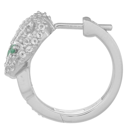 Brincos de Prata com Esmeralda do Brasil e Topázio Branco Contraste: Cabeca de Veado (800)