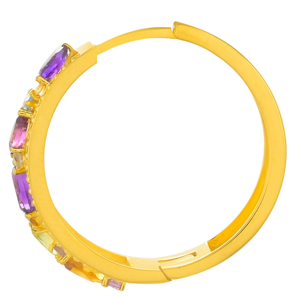 Brincos de Prata com Banho de Ouro com Ametista Africano e Ametista Verde Contraste: Cabeca de Veado (800)