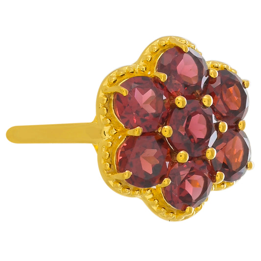 Anel de Prata com Banho de Ouro com Granada de Rhodolite