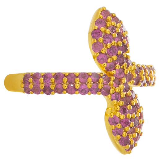 Anel de Prata com Banho de Ouro com Granada de Rhodolite Contraste: Cabeca de Veado (800)