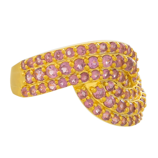 Anel de Prata com Banho de Ouro com Granada de Rhodolite Contraste: Cabeca de Veado (800)