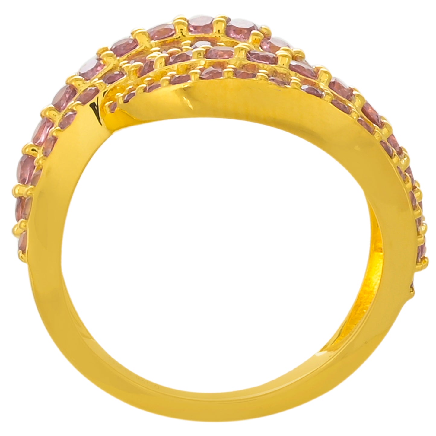 Anel de Prata com Banho de Ouro com Granada de Rhodolite Contraste: Cabeca de Veado (800)