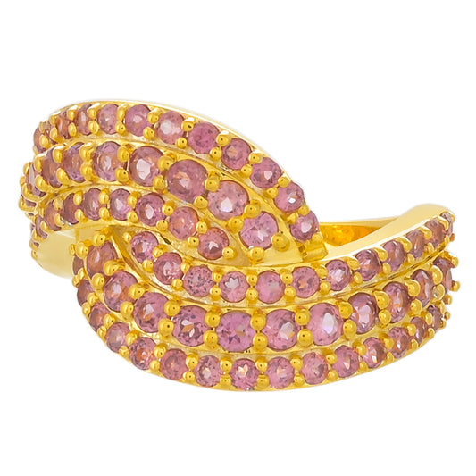 Anel de Prata com Banho de Ouro com Granada de Rhodolite Contraste: Cabeca de Veado (800)