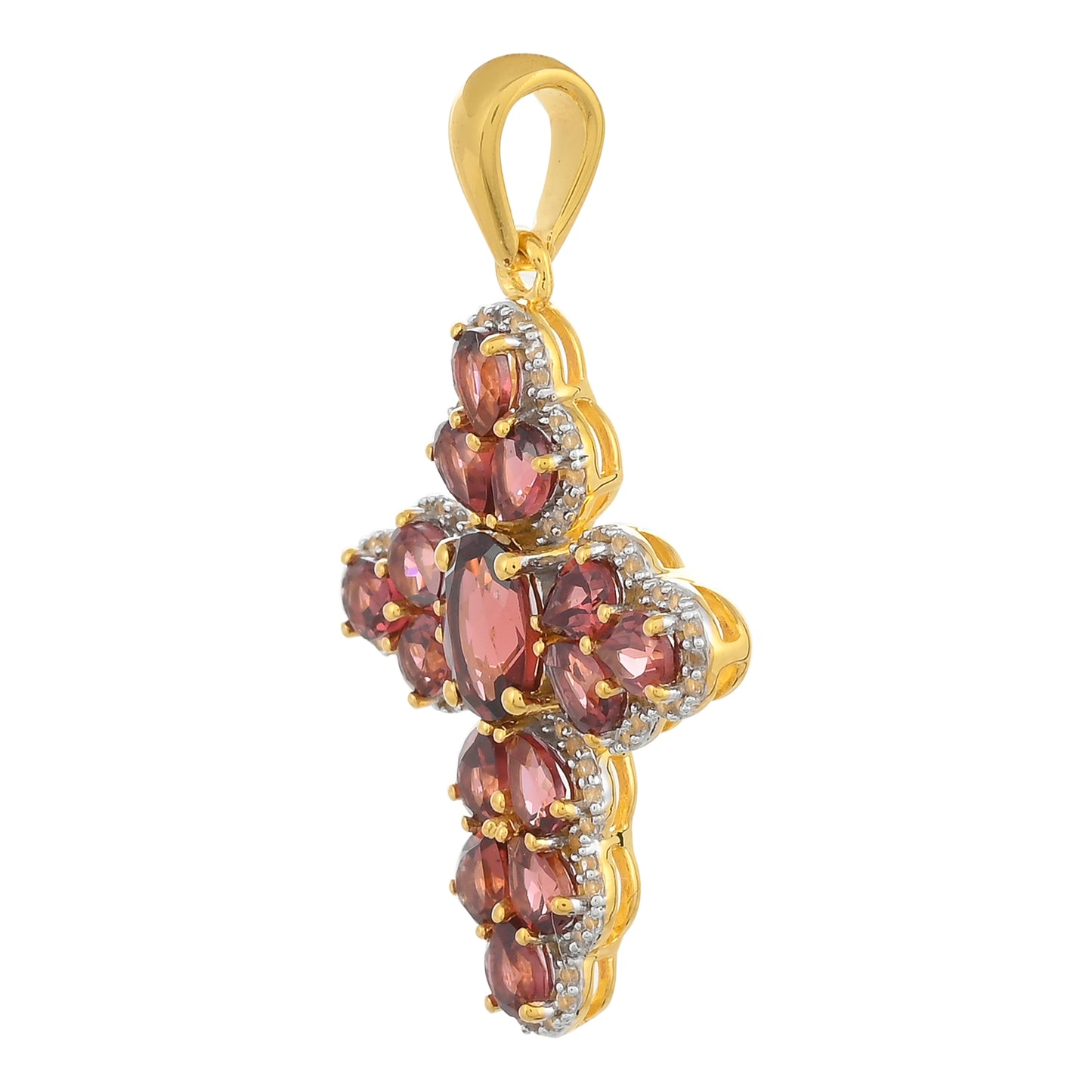 Pendente de Prata com Banho de Ouro com Granada de Rhodolite