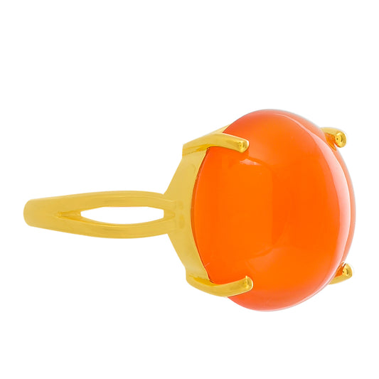 Anel de Prata com Banho de Ouro com Cornalina