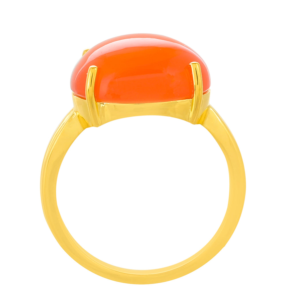 Anel de Prata com Banho de Ouro com Cornalina