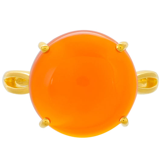 Anel de Prata com Banho de Ouro com Cornalina