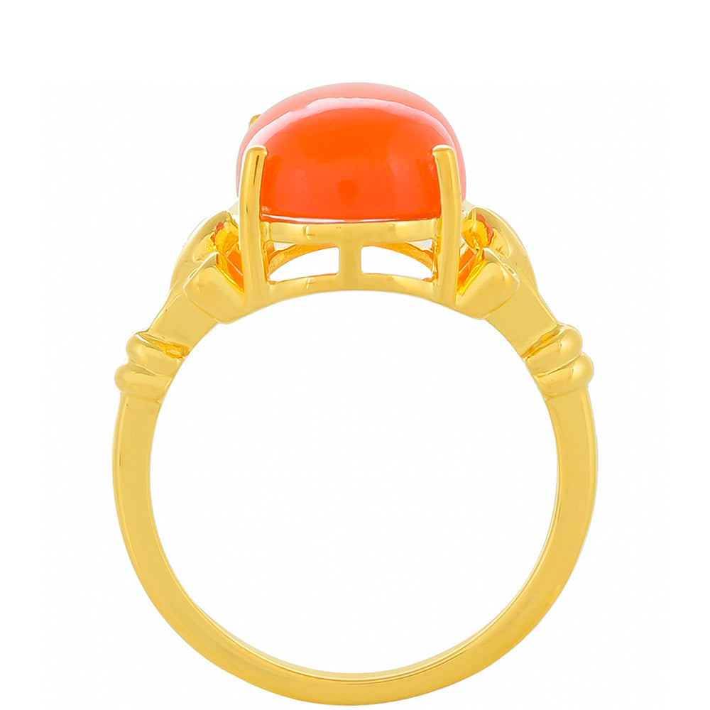 Anel de Prata com Banho de Ouro com Cornalina