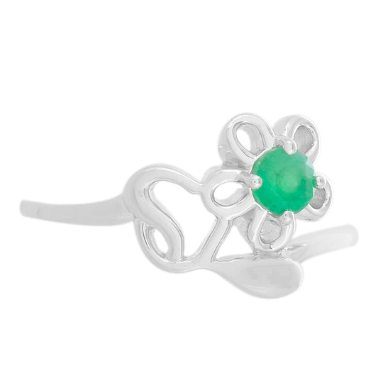 Anel de Prata com Esmeralda do Brasil