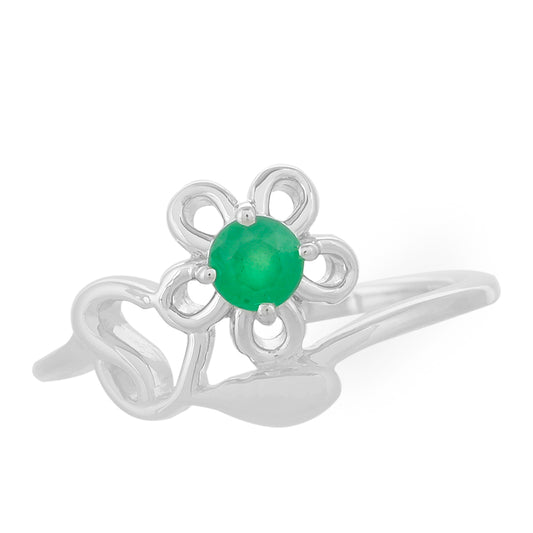 Anel de Prata com Esmeralda do Brasil