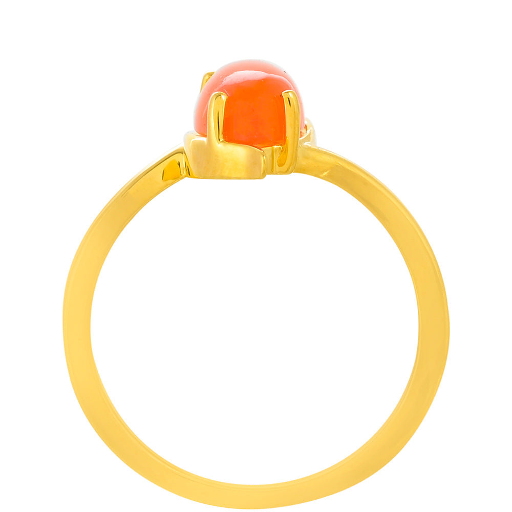 Anel de Prata com Banho de Ouro com Cornalina