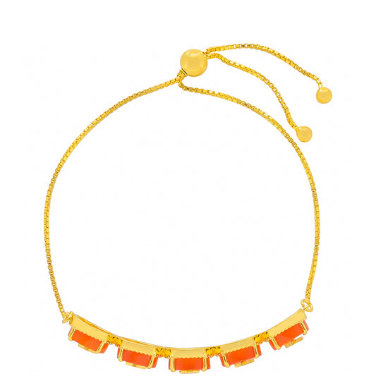 Pulseira de Prata com Banho de Ouro com Cornalina Contraste: Cabeca de Veado (800)